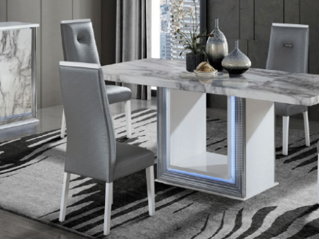 Ylime White Marble Dinning Table + Dinning Chair on Sale