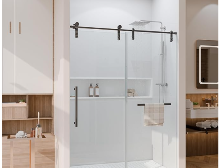 2 wheel Frameless Shower Door 60  x 76  on Sale