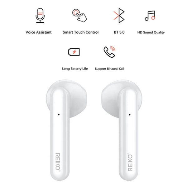 Reiko TWS Wireless Earbuds with Charging Case Macaron Finishing In White Sale