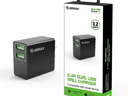 12W 2.4A Dual USB Wall Adapter Black on Sale